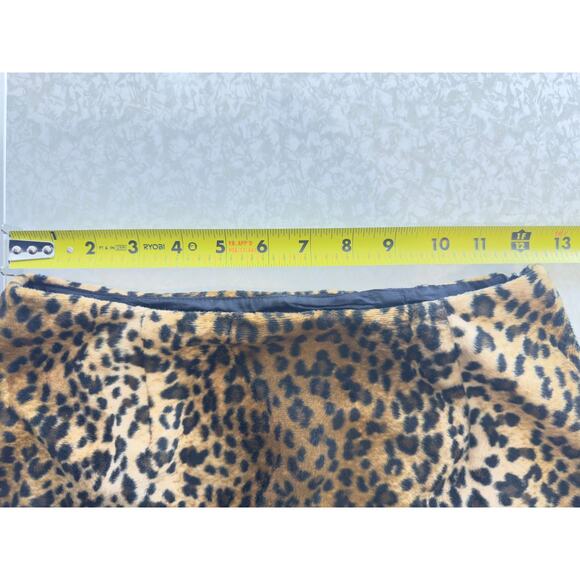 Vintage 90's Hugo Buscati Leopard Print Faux Fur Mini Skirt Sz 2 - Picture 12 of 12